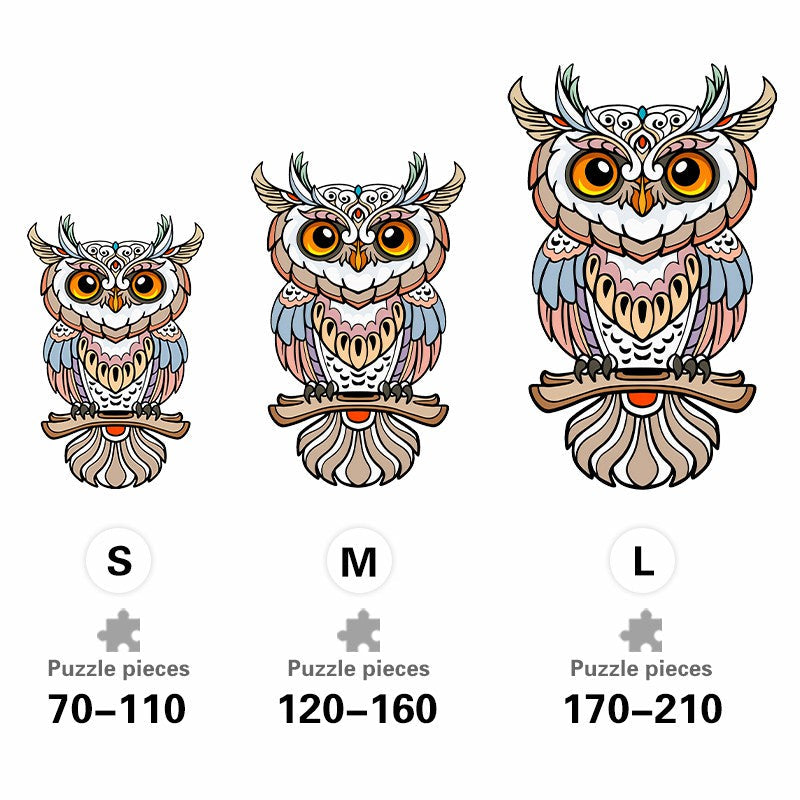 Feathered Owl Totem - Wooden Jigsaw Puzzle