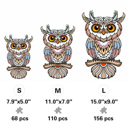 Feathered Owl Totem - Wooden Jigsaw Puzzle