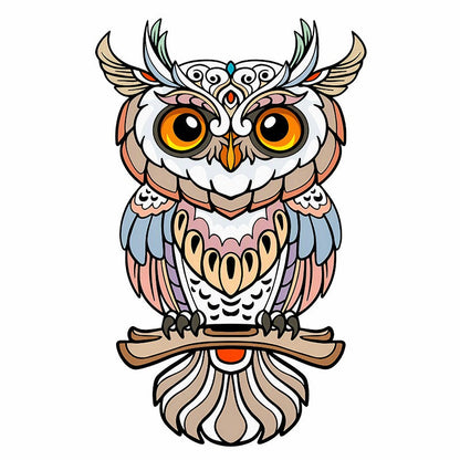 Feathered Owl Totem - Wooden Jigsaw Puzzle