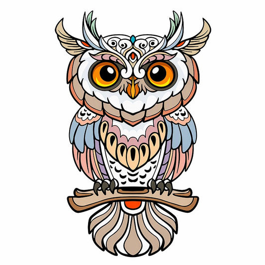 Feathered Owl Totem - Wooden Jigsaw Puzzle