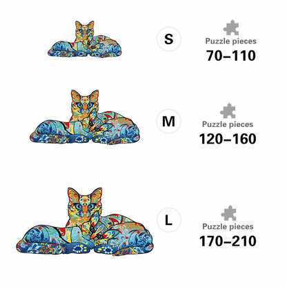 Floral Cat Duo - Wooden Jigsaw Puzzle