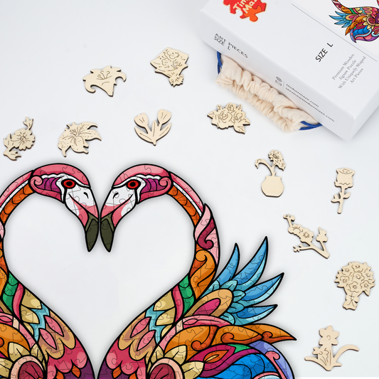 Love Flamingos - Wooden Jigsaw Puzzle
