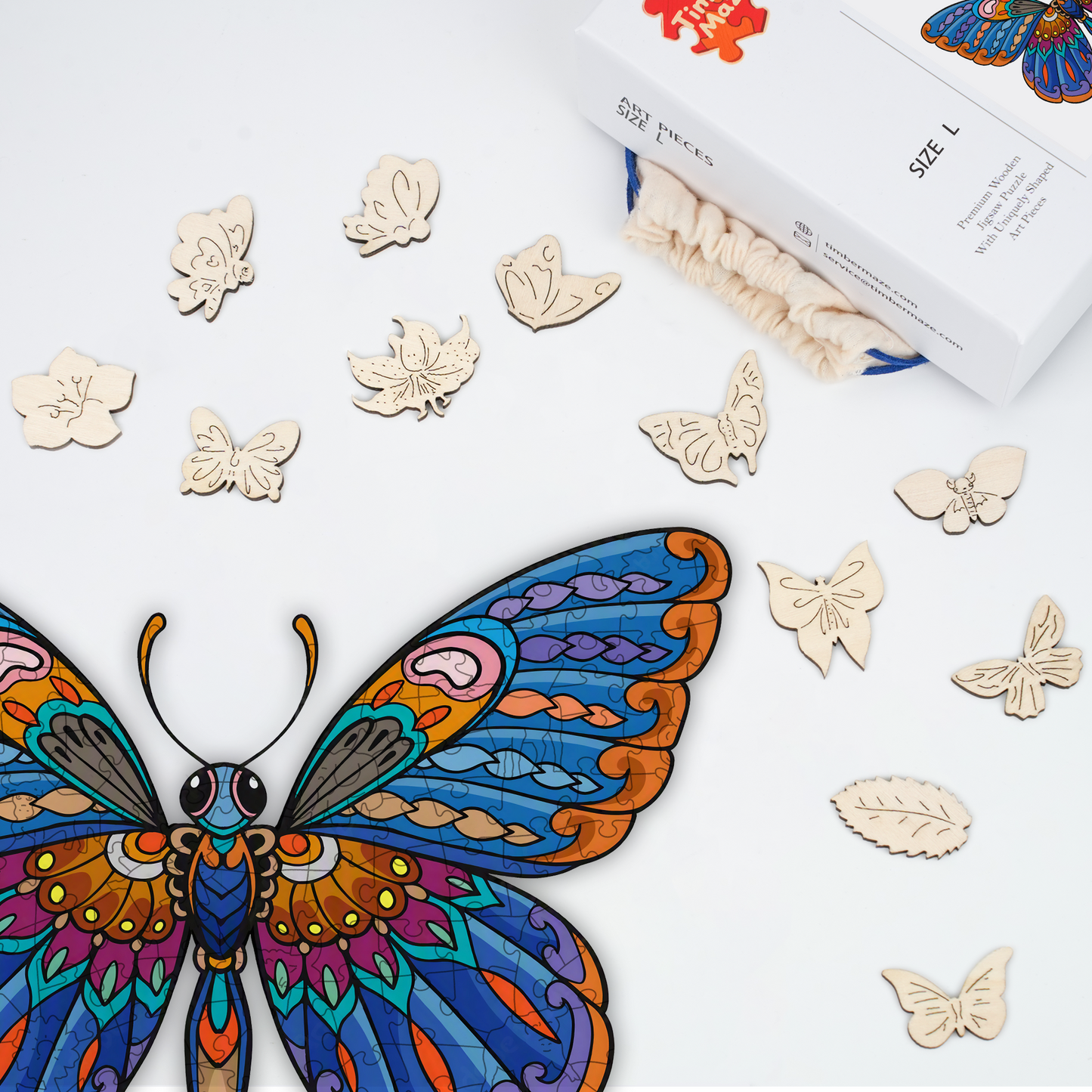 Mandala Blue Butterfly - Wooden Jigsaw Puzzle