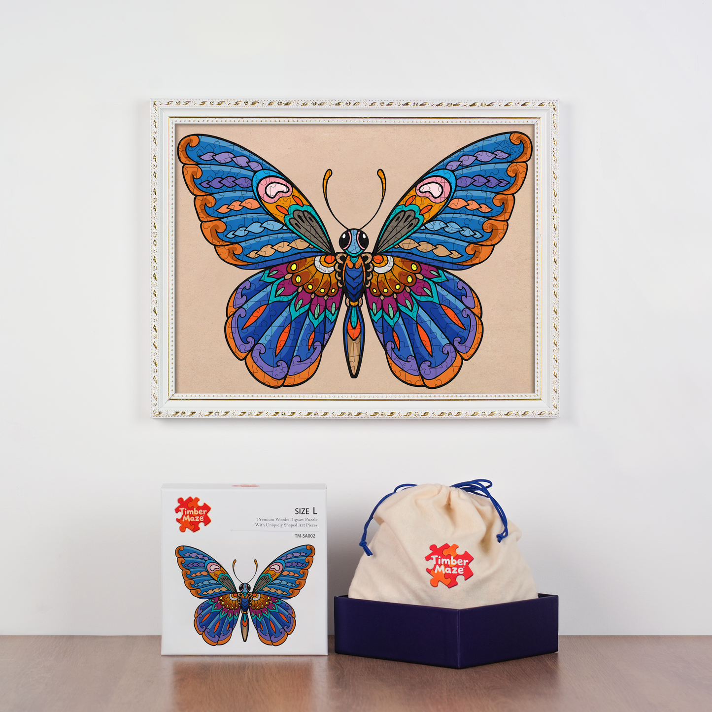 Mandala Blue Butterfly - Wooden Jigsaw Puzzle