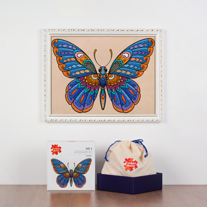 Mandala Blue Butterfly - Wooden Jigsaw Puzzle