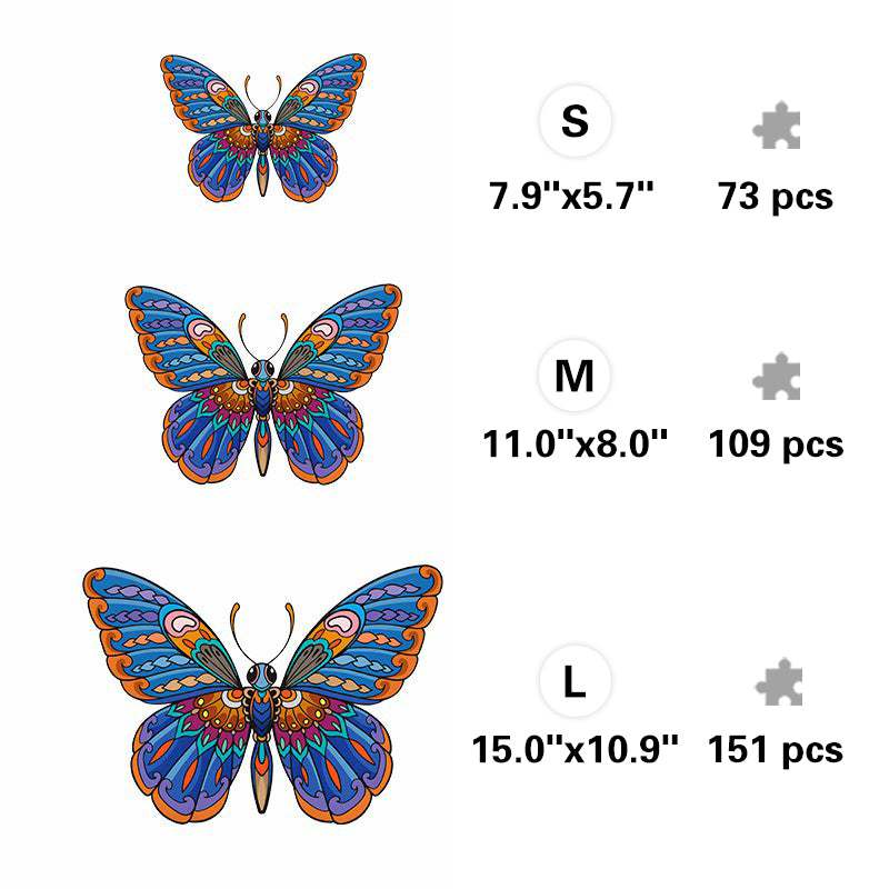 Mandala Blue Butterfly - Wooden Jigsaw Puzzle