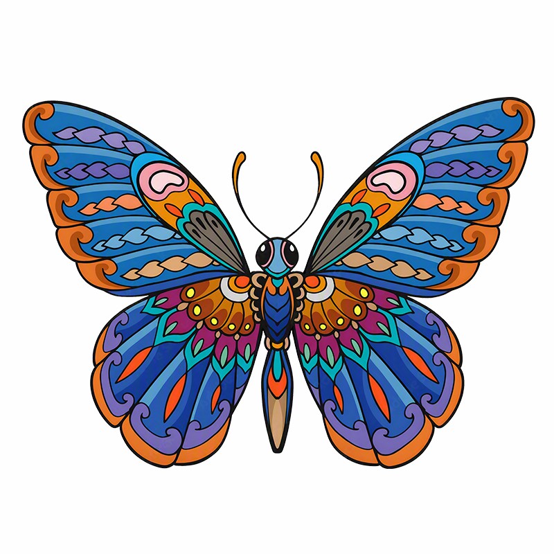 Mandala Blue Butterfly - Wooden Jigsaw Puzzle