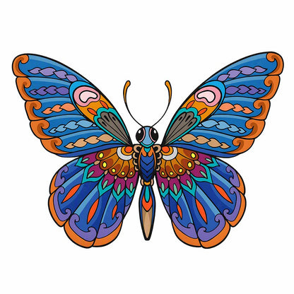 Mandala Blue Butterfly - Wooden Jigsaw Puzzle