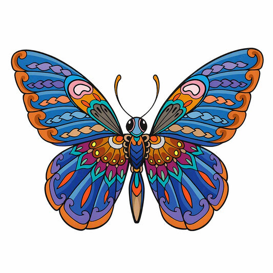 Mandala Blue Butterfly - Wooden Jigsaw Puzzle