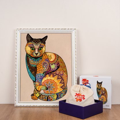 Mandala Cat - Wooden Jigsaw Puzzle