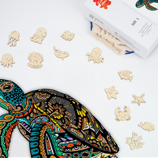 Ocean Turtle Mandala - Wooden Jigsaw Puzzle