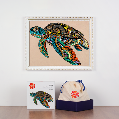 Ocean Turtle Mandala - Wooden Jigsaw Puzzle