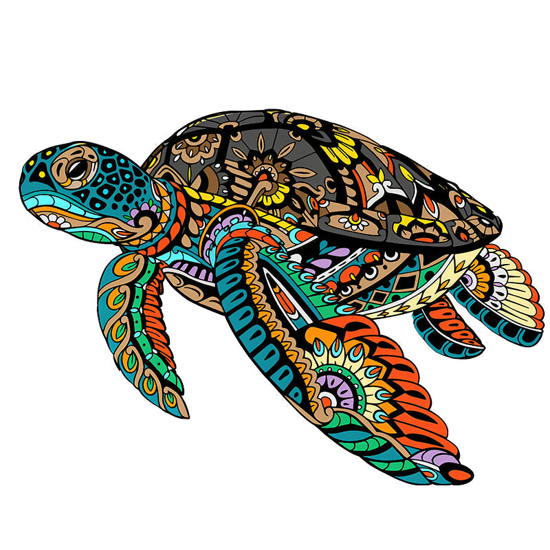 Ocean Turtle Mandala - Wooden Jigsaw Puzzle