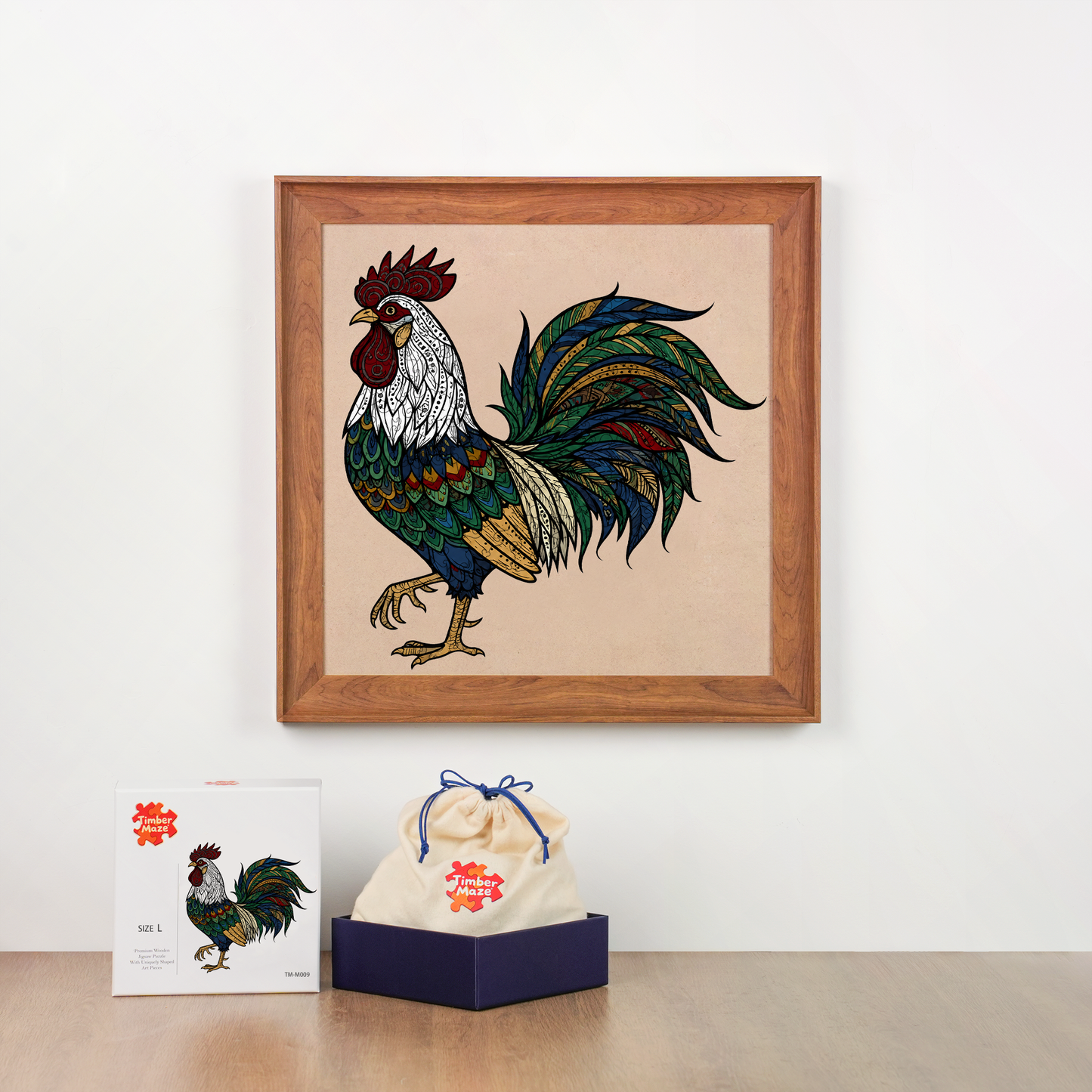 Rooster Feather - Wooden Jigsaw Puzzle