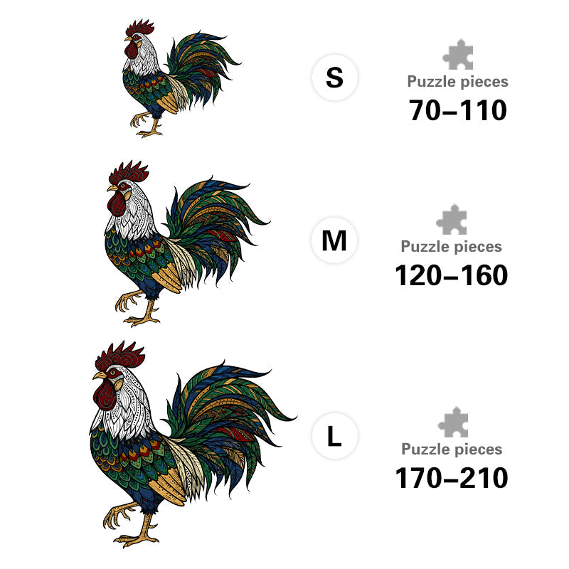 Rooster Feather - Wooden Jigsaw Puzzle