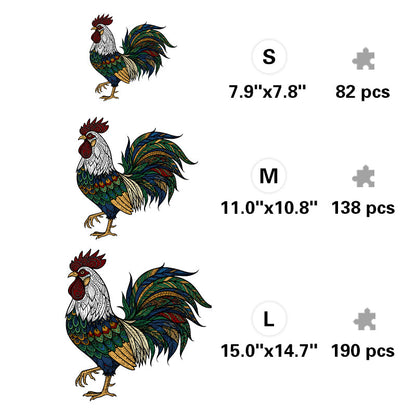 Rooster Feather - Wooden Jigsaw Puzzle