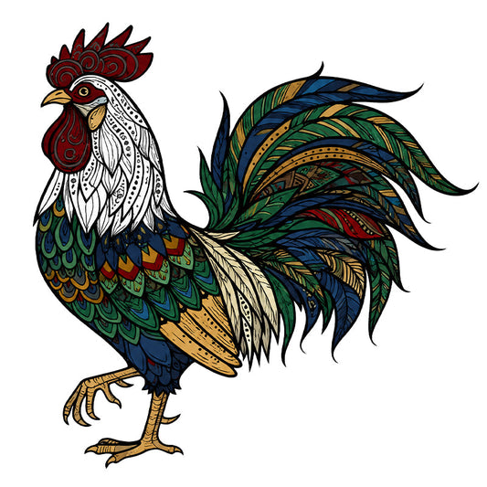 Rooster Feather - Wooden Jigsaw Puzzle