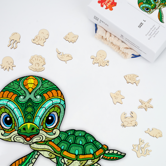 Sea Turtle Totem - Wooden Jigsaw Puzzle