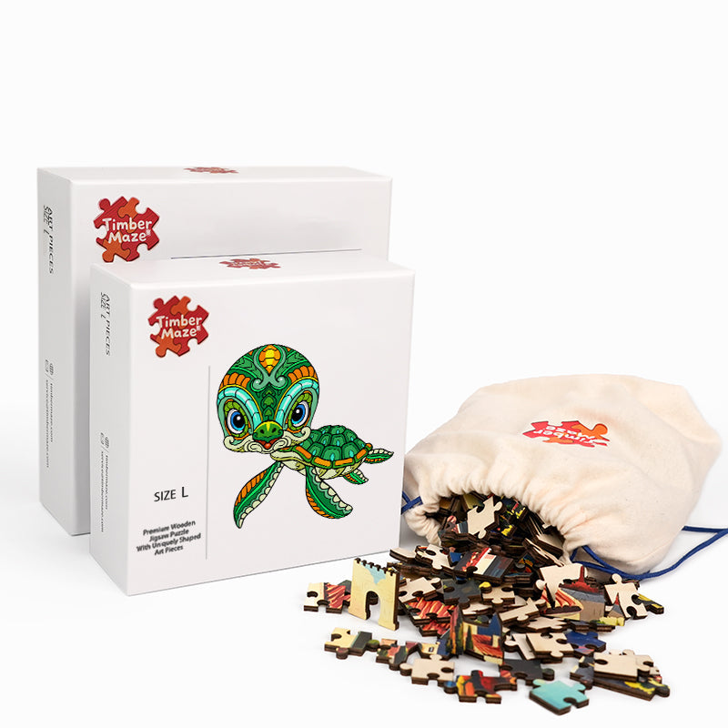 Sea Turtle Totem - Wooden Jigsaw Puzzle