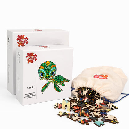 Sea Turtle Totem - Wooden Jigsaw Puzzle