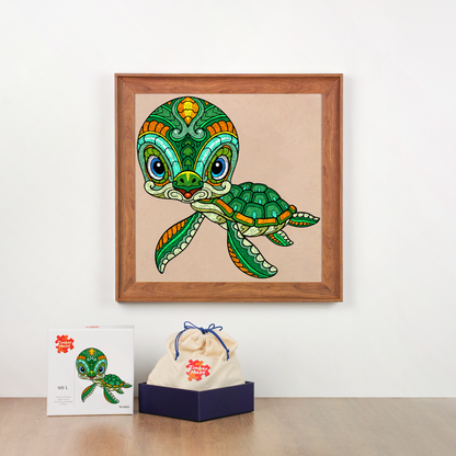 Sea Turtle Totem - Wooden Jigsaw Puzzle