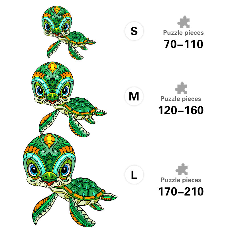 Sea Turtle Totem - Wooden Jigsaw Puzzle