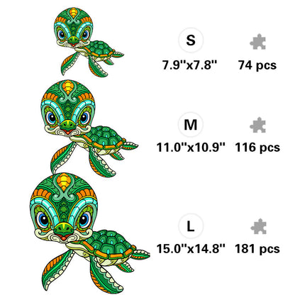 Sea Turtle Totem - Wooden Jigsaw Puzzle