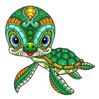 Sea Turtle Totem - Wooden Jigsaw Puzzle