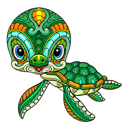 Sea Turtle Totem - Wooden Jigsaw Puzzle