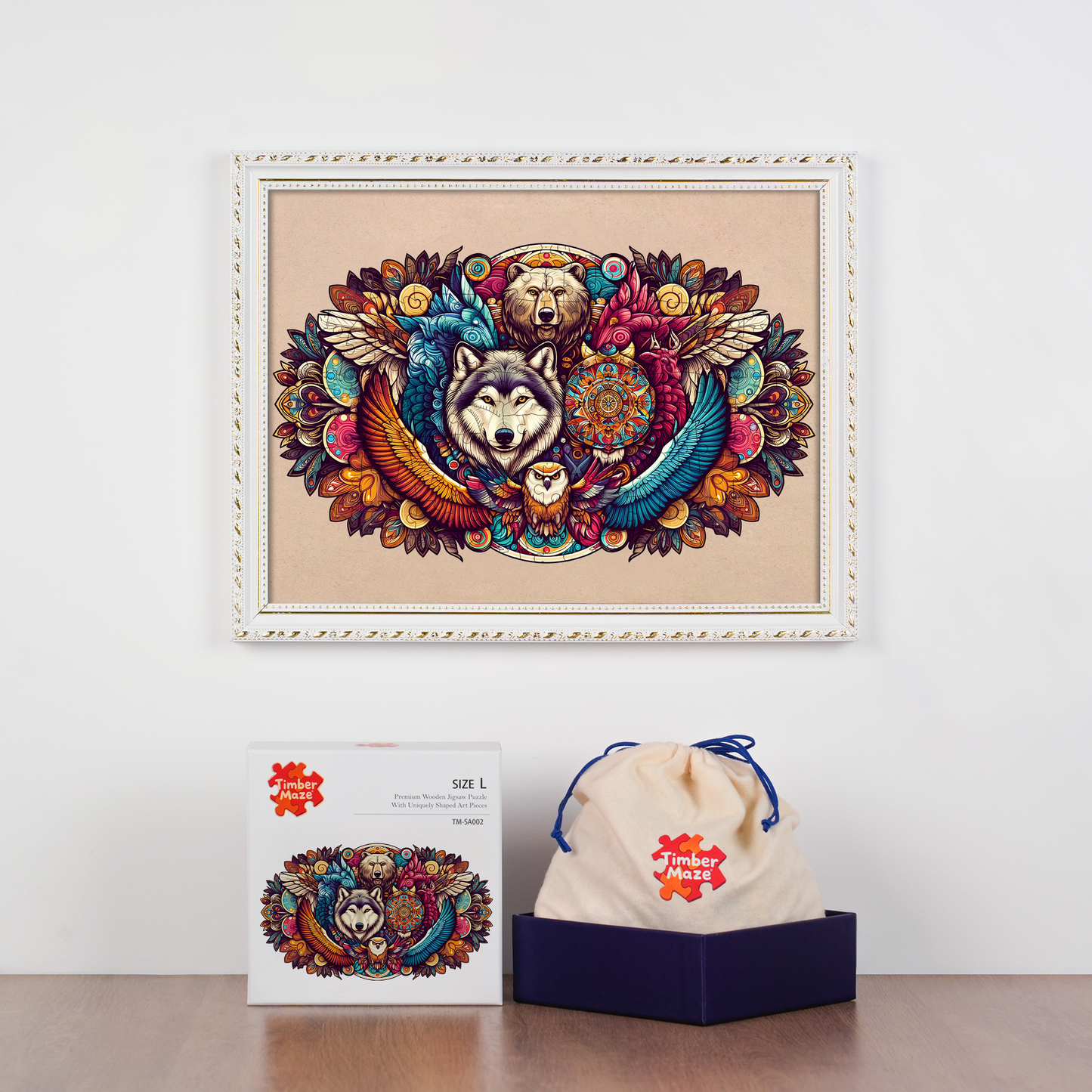Spirit Animal Mandala - Wooden Jigsaw Puzzle