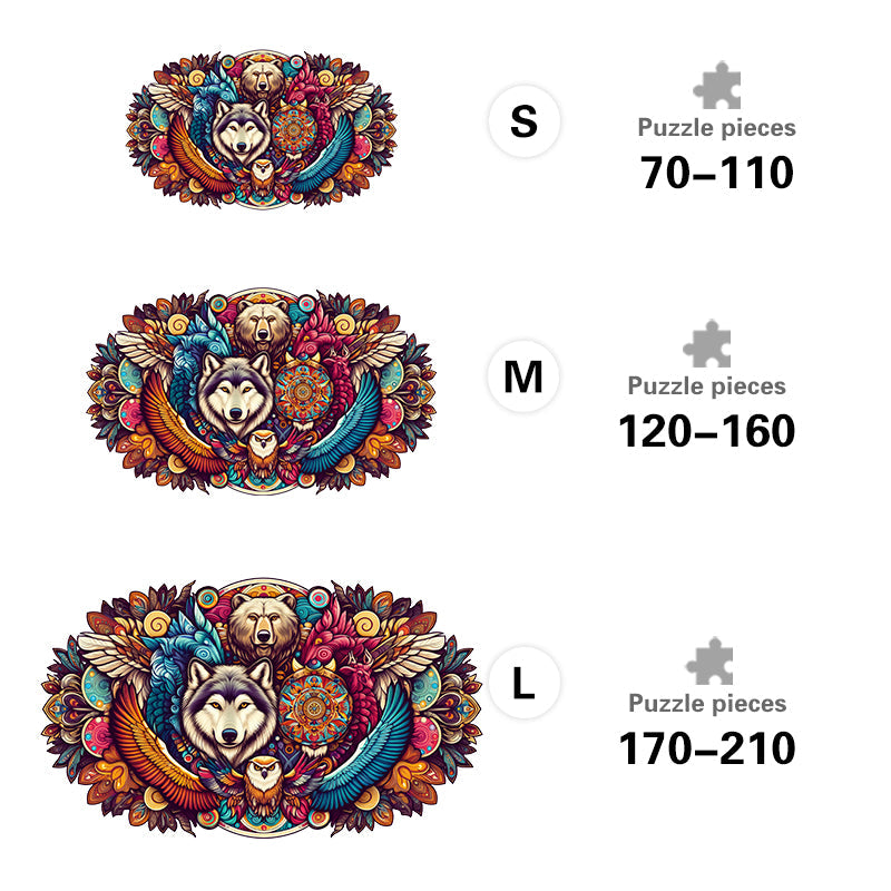 Spirit Animal Mandala - Wooden Jigsaw Puzzle