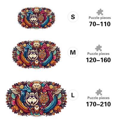 Spirit Animal Mandala - Wooden Jigsaw Puzzle