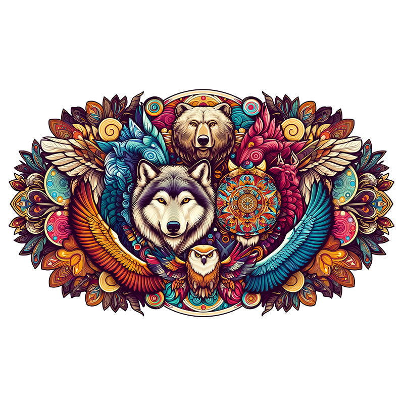 Spirit Animal Mandala - Wooden Jigsaw Puzzle