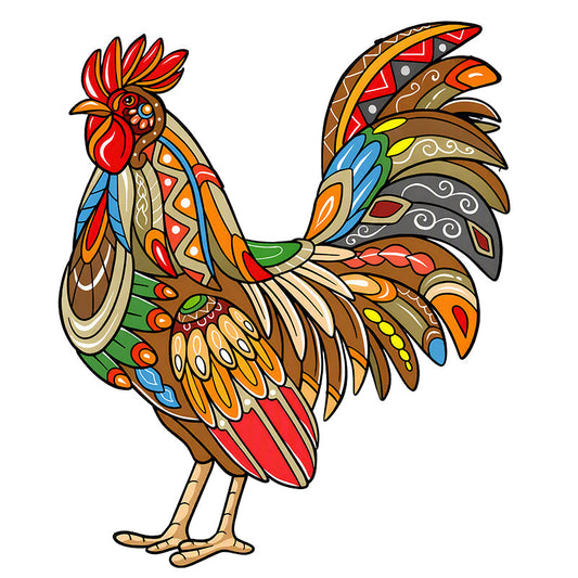 Tribal Rooster - Wooden Jigsaw Puzzle