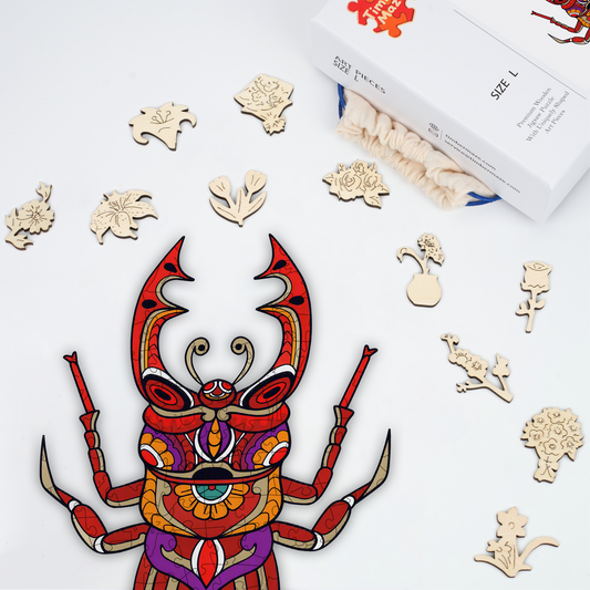 Tribal Stag Beetle - Wooden Jigsaw Puzzle