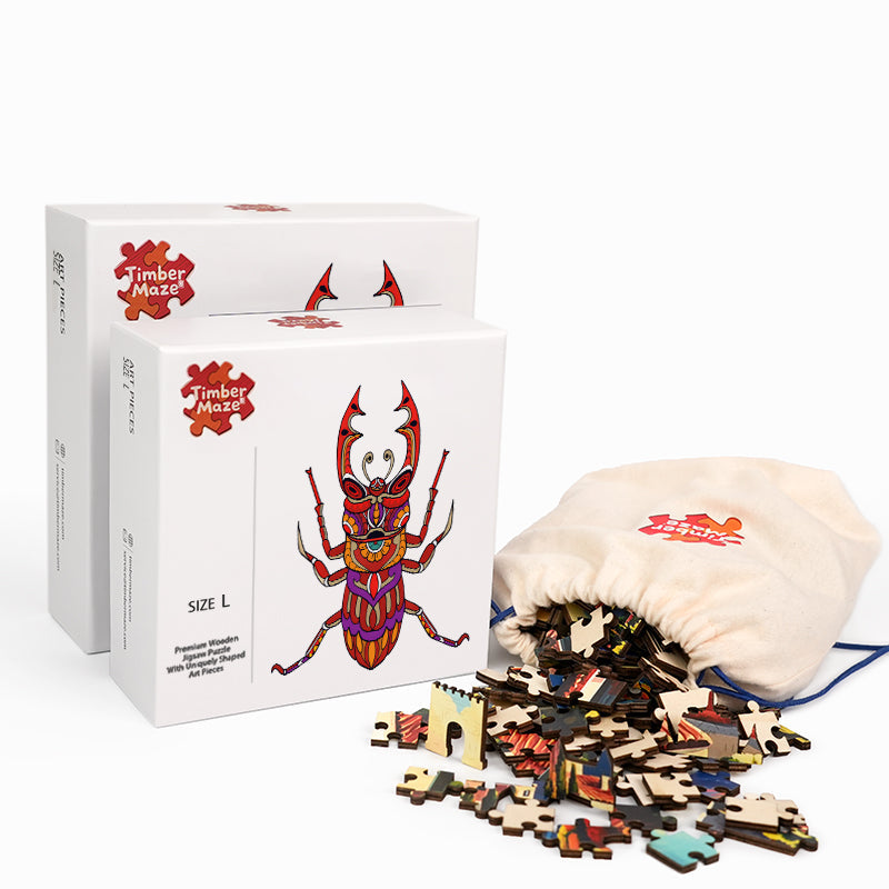 Tribal Stag Beetle - Wooden Jigsaw Puzzle
