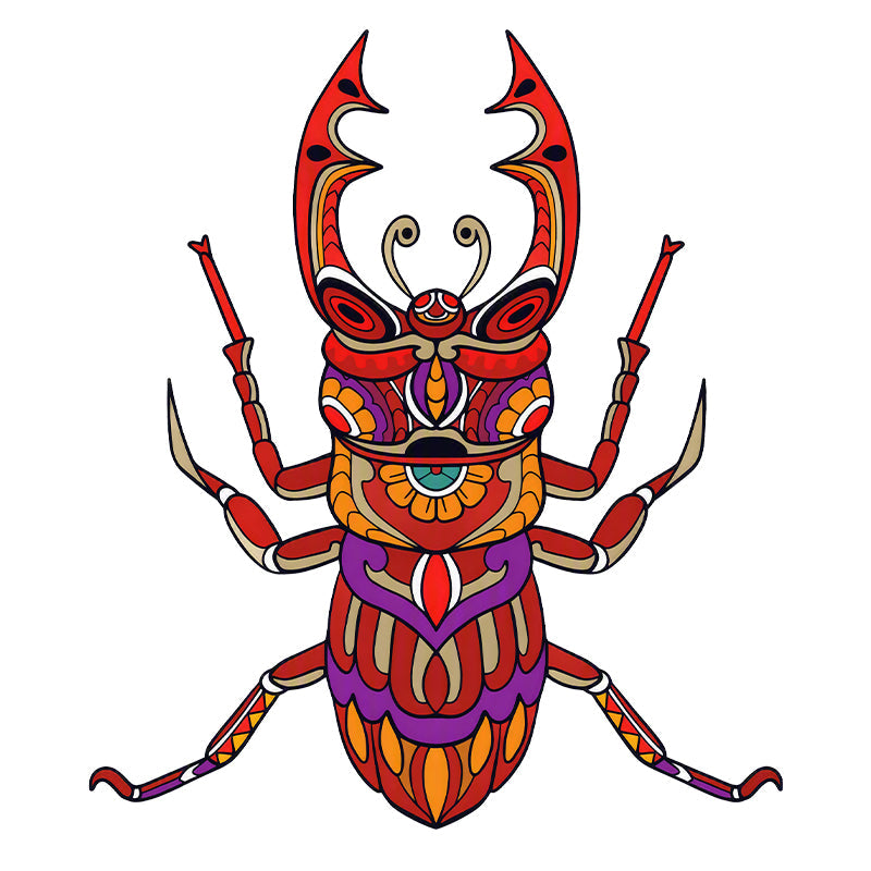 Tribal Stag Beetle - Wooden Jigsaw Puzzle