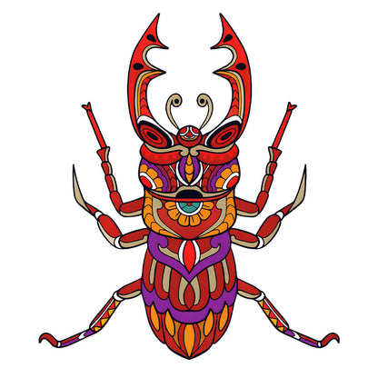 Tribal Stag Beetle - Wooden Jigsaw Puzzle