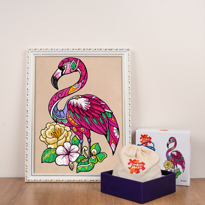 Tropical Flamingo - Wooden Jigsaw Puzzle