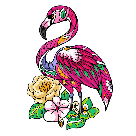 Tropical Flamingo - Wooden Jigsaw Puzzle