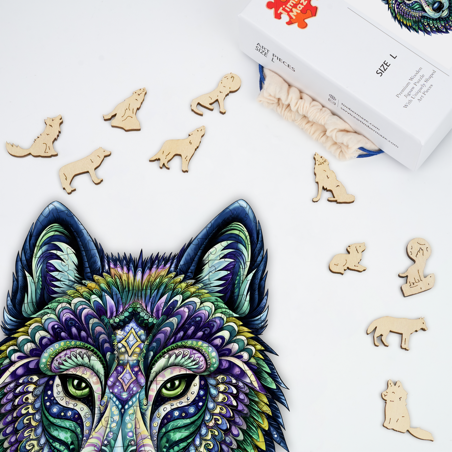 Kaleidoscope Wolf - Wooden Jigsaw Puzzle