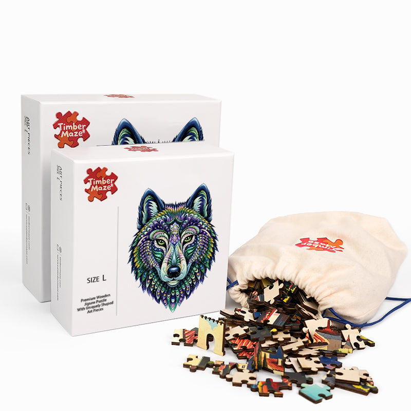 Kaleidoscope Wolf - Wooden Jigsaw Puzzle