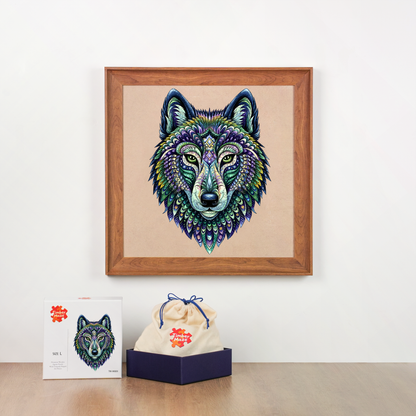 Kaleidoscope Wolf - Wooden Jigsaw Puzzle