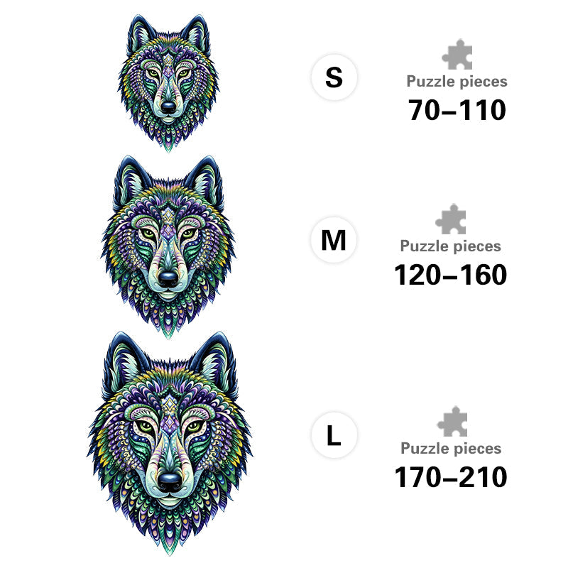 Kaleidoscope Wolf - Wooden Jigsaw Puzzle