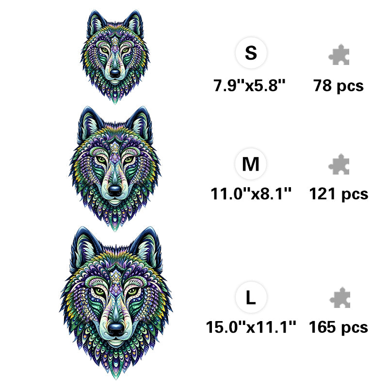 Kaleidoscope Wolf - Wooden Jigsaw Puzzle