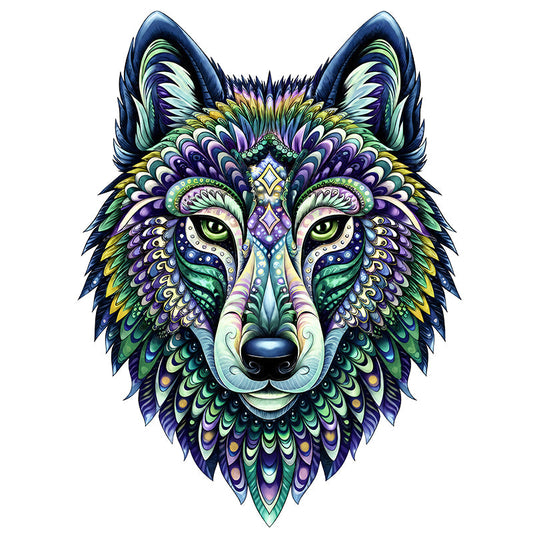 Kaleidoscope Wolf - Wooden Jigsaw Puzzle