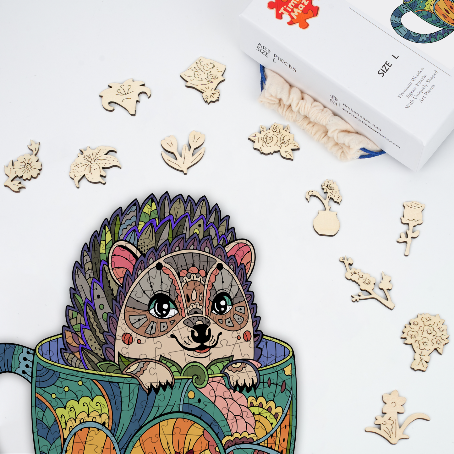 Teacup hedgehog - Wooden Jigsaw Puzzle