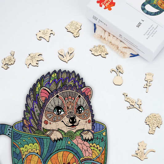 Teacup hedgehog - Wooden Jigsaw Puzzle