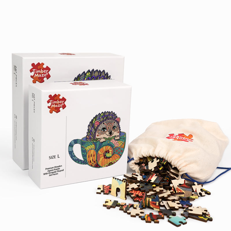 Teacup hedgehog - Wooden Jigsaw Puzzle