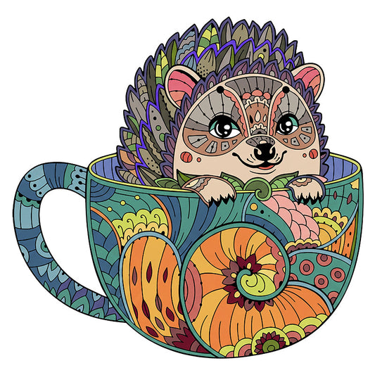 Teacup hedgehog - Wooden Jigsaw Puzzle